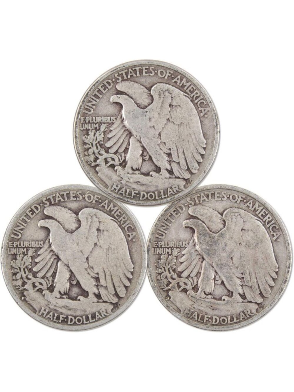 Vintage Silver Half Dollar Coin Set - Liberty Walking PDS - VG Condition